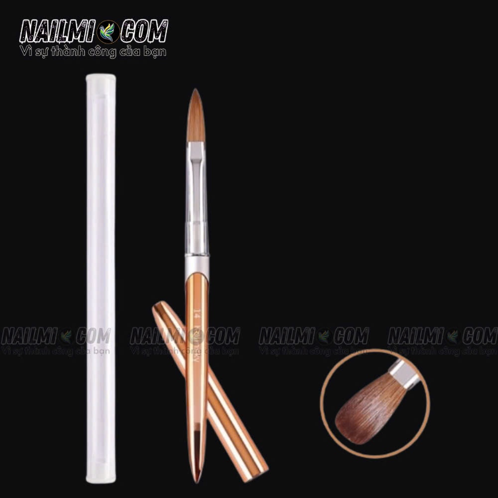 Cọ đắp bột - acrylic nail brush - số 14 - Kolinsky TH - cán kim loại_thumbnail_2
