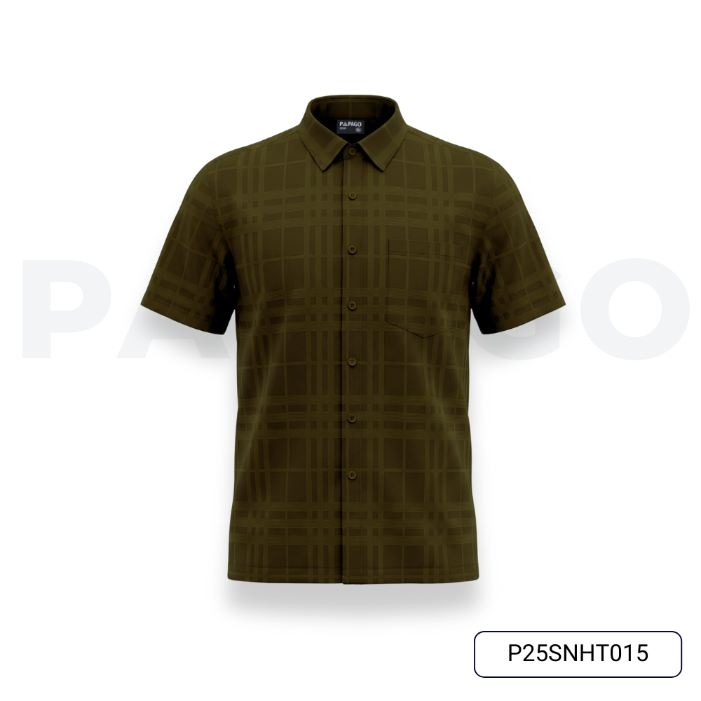 Áo sơ mi nam trung niên PAPAGO họa tiết caro tay ngắn lai ngang form rộng - P25SNCR013_thumbnail_2