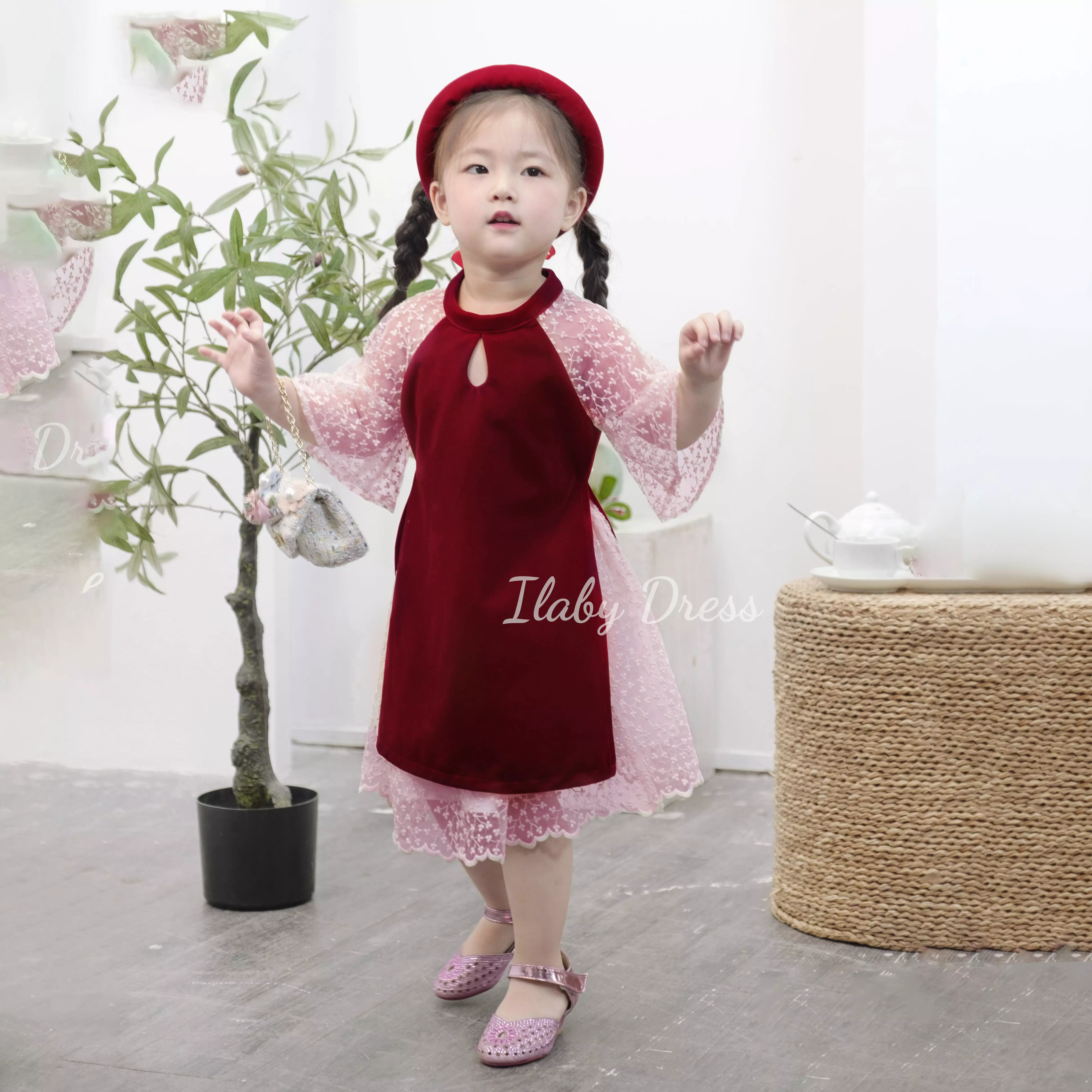 Áo dài nhung phối ren_thumbnail_4