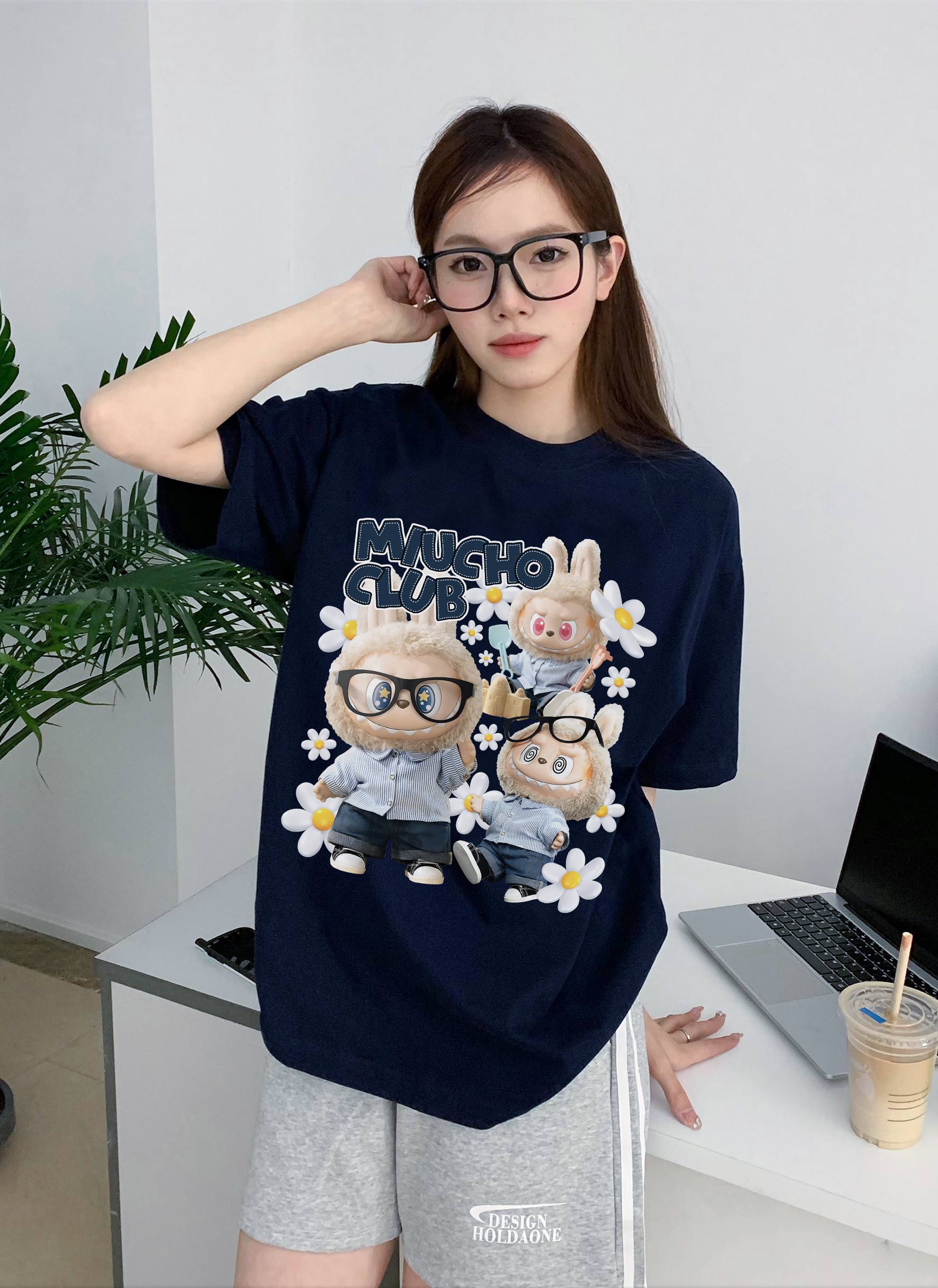 Áo phông labubu form rộng unisex ATD1447 Miucho vải cotton cổ tròn in mix_thumbnail_6