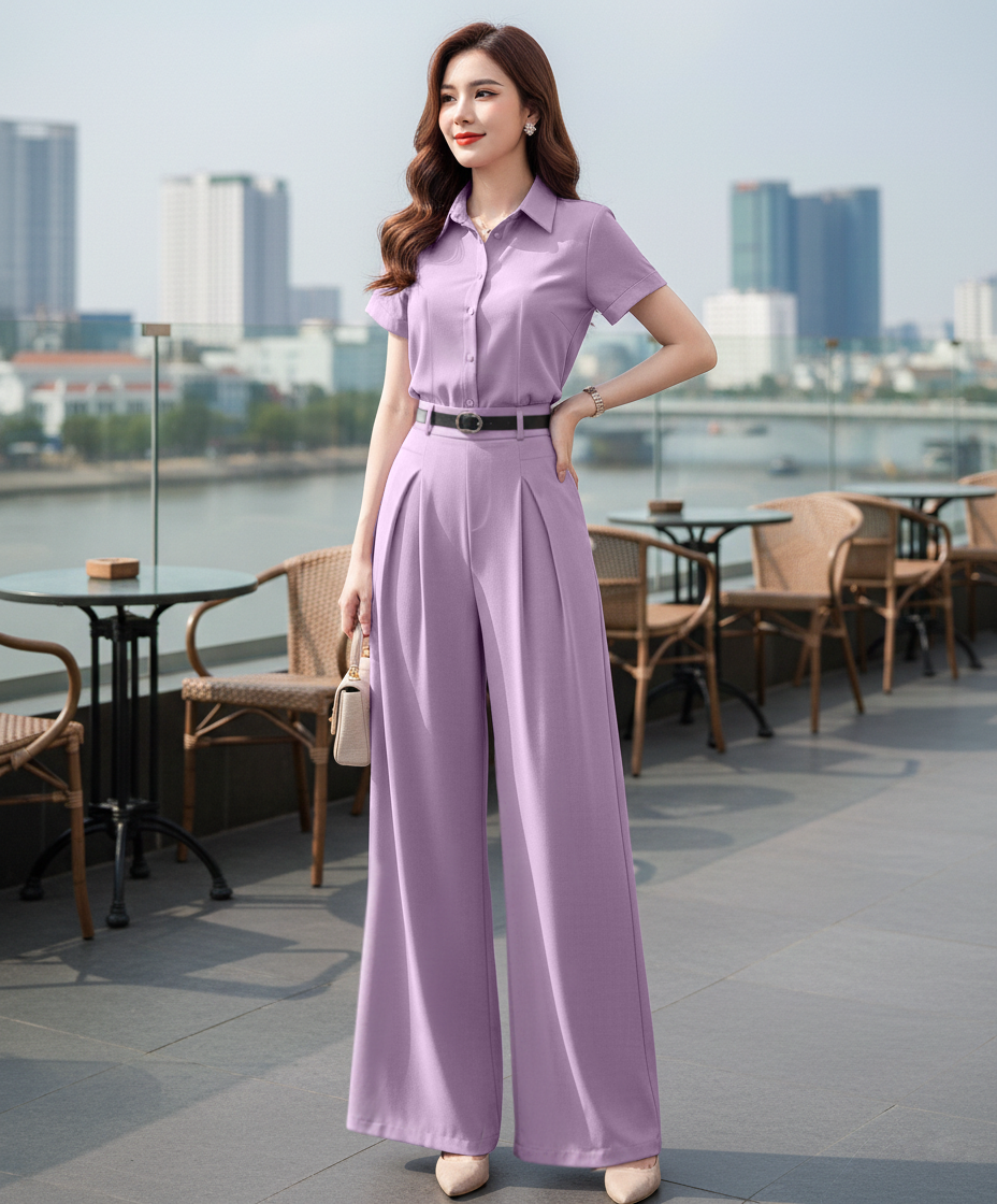 Set bộ đồ áo sơ mi phối quần ống rộng phong cách_thumbnail_8