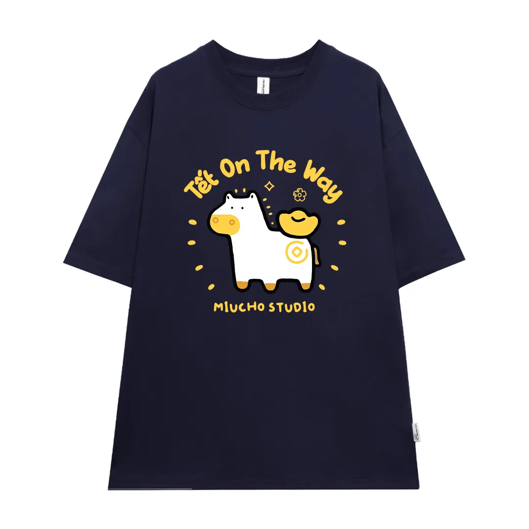 Áo thun form rộng unisex Miucho vải thoáng mát thấm hút tốt Tết On The Way 2888_thumbnail_12