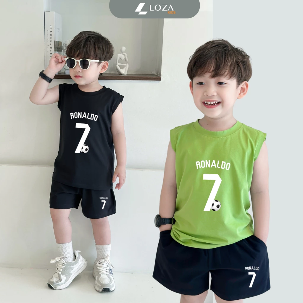 Bộ ba lỗ cho bé trai số 7 Ronaldo size từ 15-40kg - Bộ quần áo sát nách cho trẻ em nam Loza Kids BL375