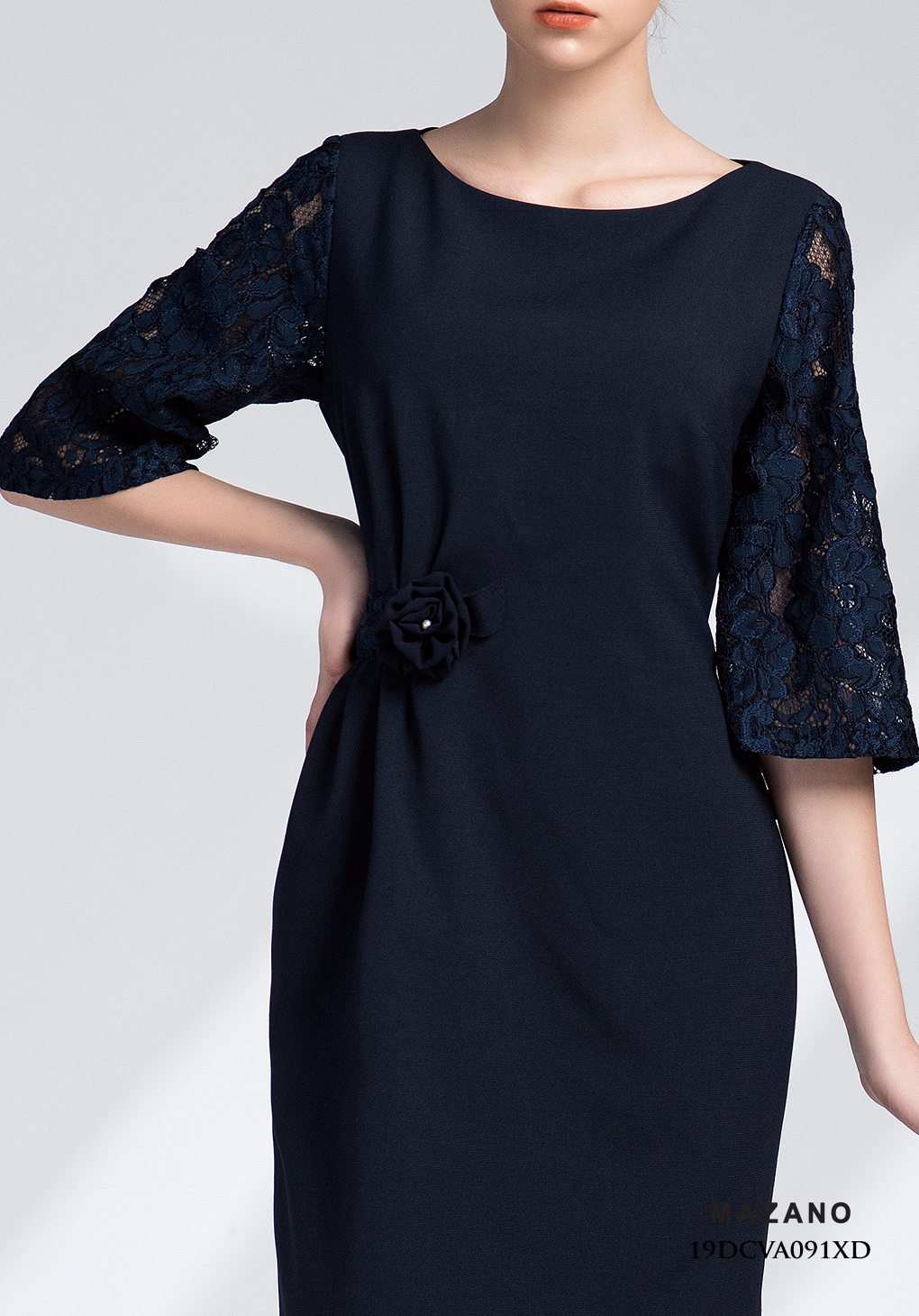 Đầm xanh than phối ren đính hoa_thumbnail_4