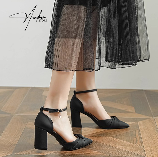 Giày Cao Gót Nữ Gót Vuông Bít Mũi Xoắn Nơ – CG18_thumbnail_2