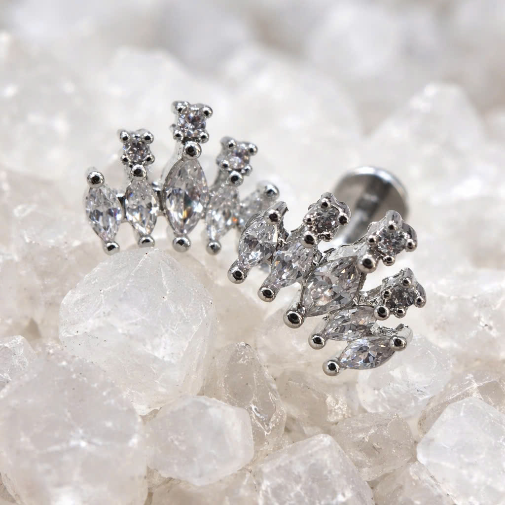 khuyên kiểu 5 cành kim cuơng vương miện dẹt