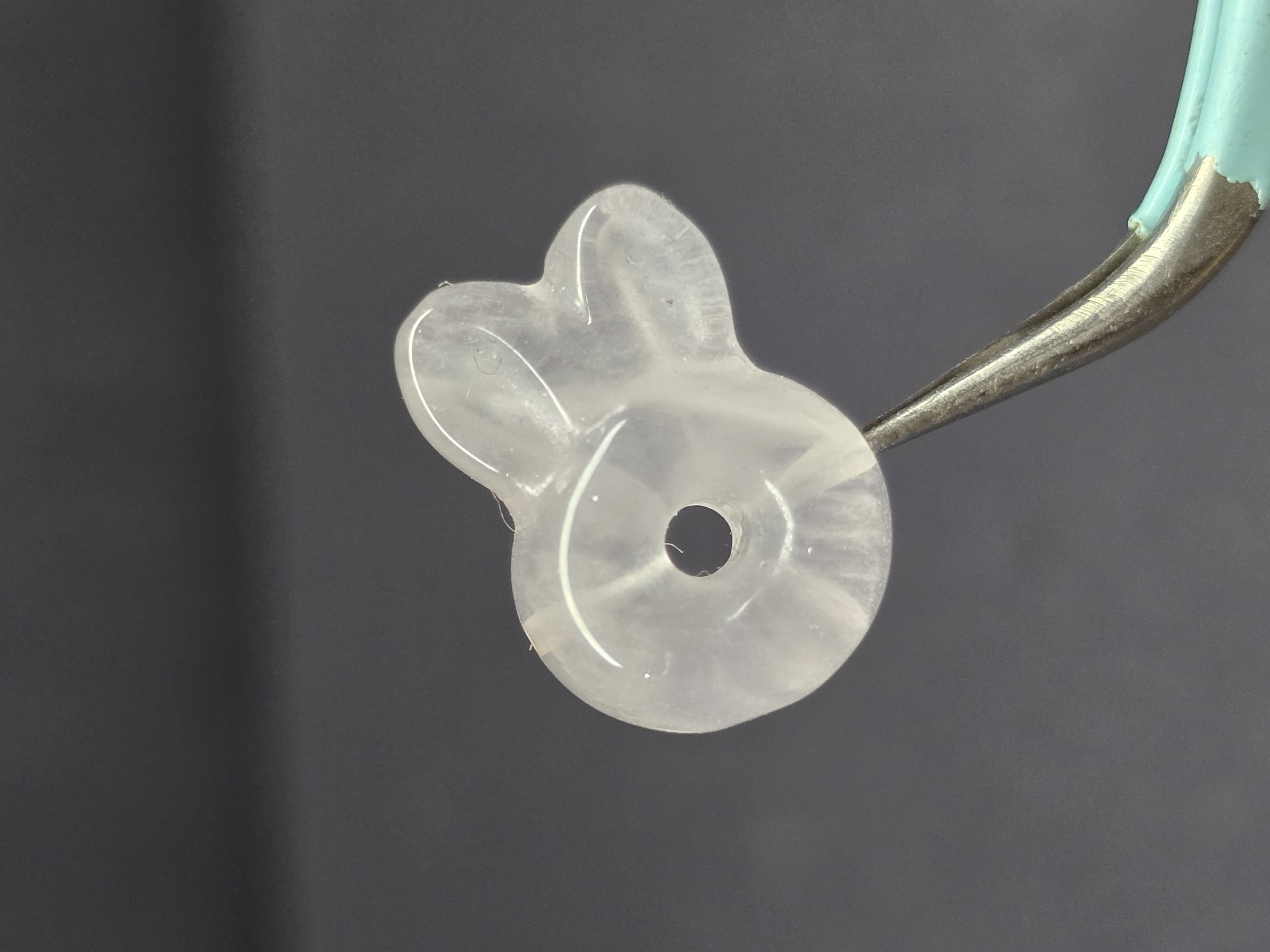 Charm Hạt Lẻ Thạch Anh Hồng - Thỏ (Đã Xỏ Lỗ - Bán Lẻ 1 Viên)