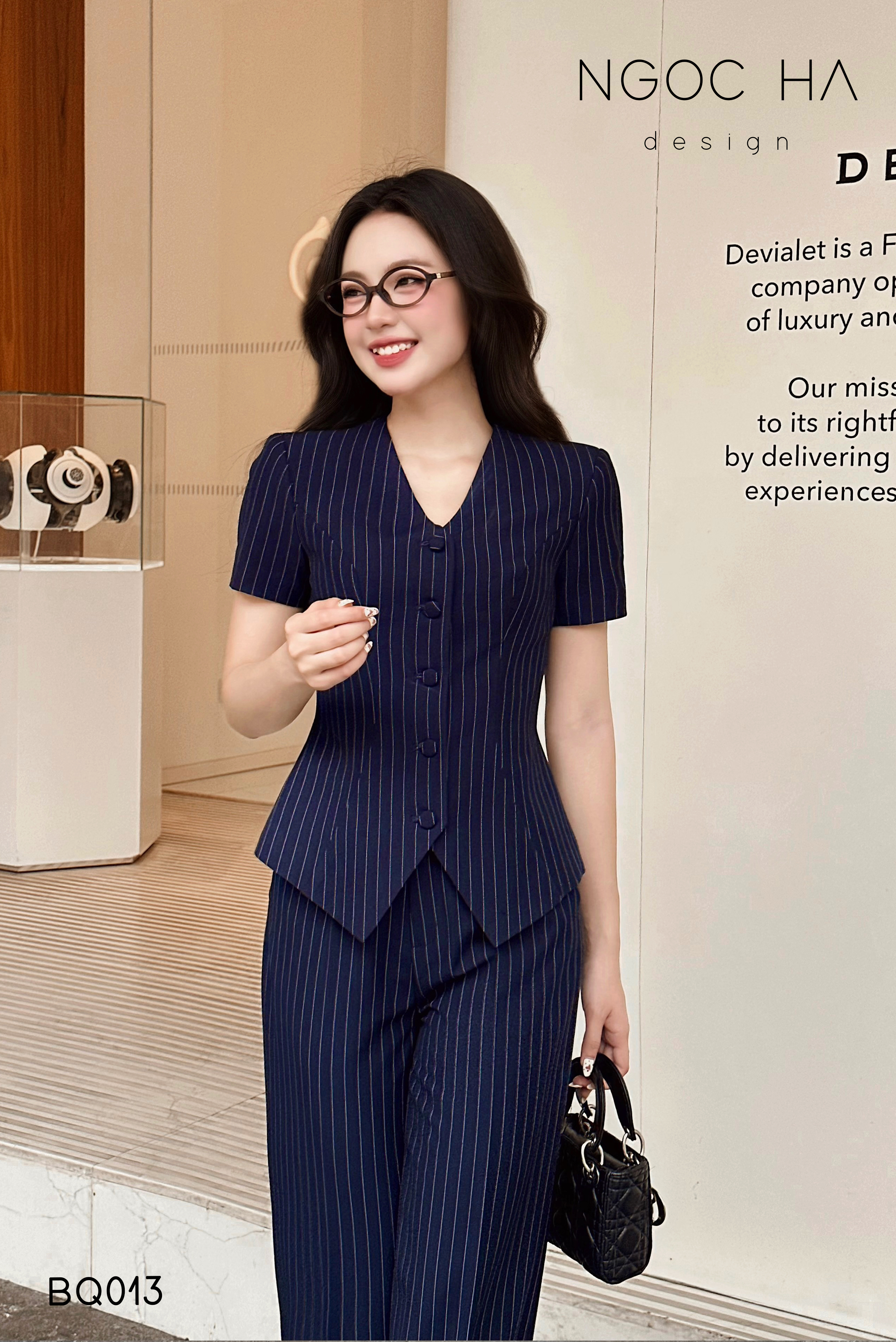 Vittoria Set_ Bộ Vest Cổ V Quần Suông Kẻ Sọc BQ013_thumbnail_5