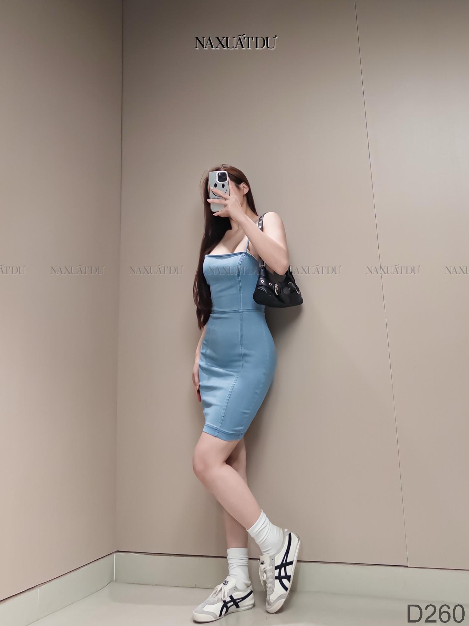 Đầm jean 2 dây 