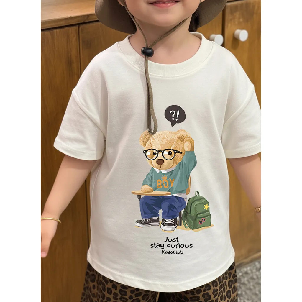 Áo thun bé trai Gấu Teddy học bài Kado vải cotton thoáng mát form rộng nhiều màu 2922_thumbnail_9