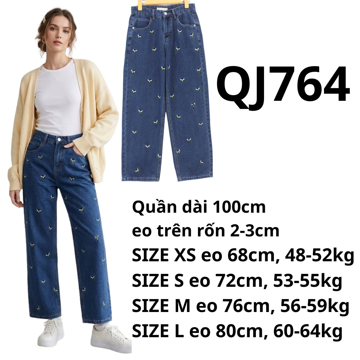 QJ764 - Quần jeans ong