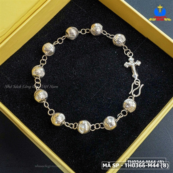 Lắc mân côi tràng hạt bạc M44 bi vân 8ly_thumbnail_4