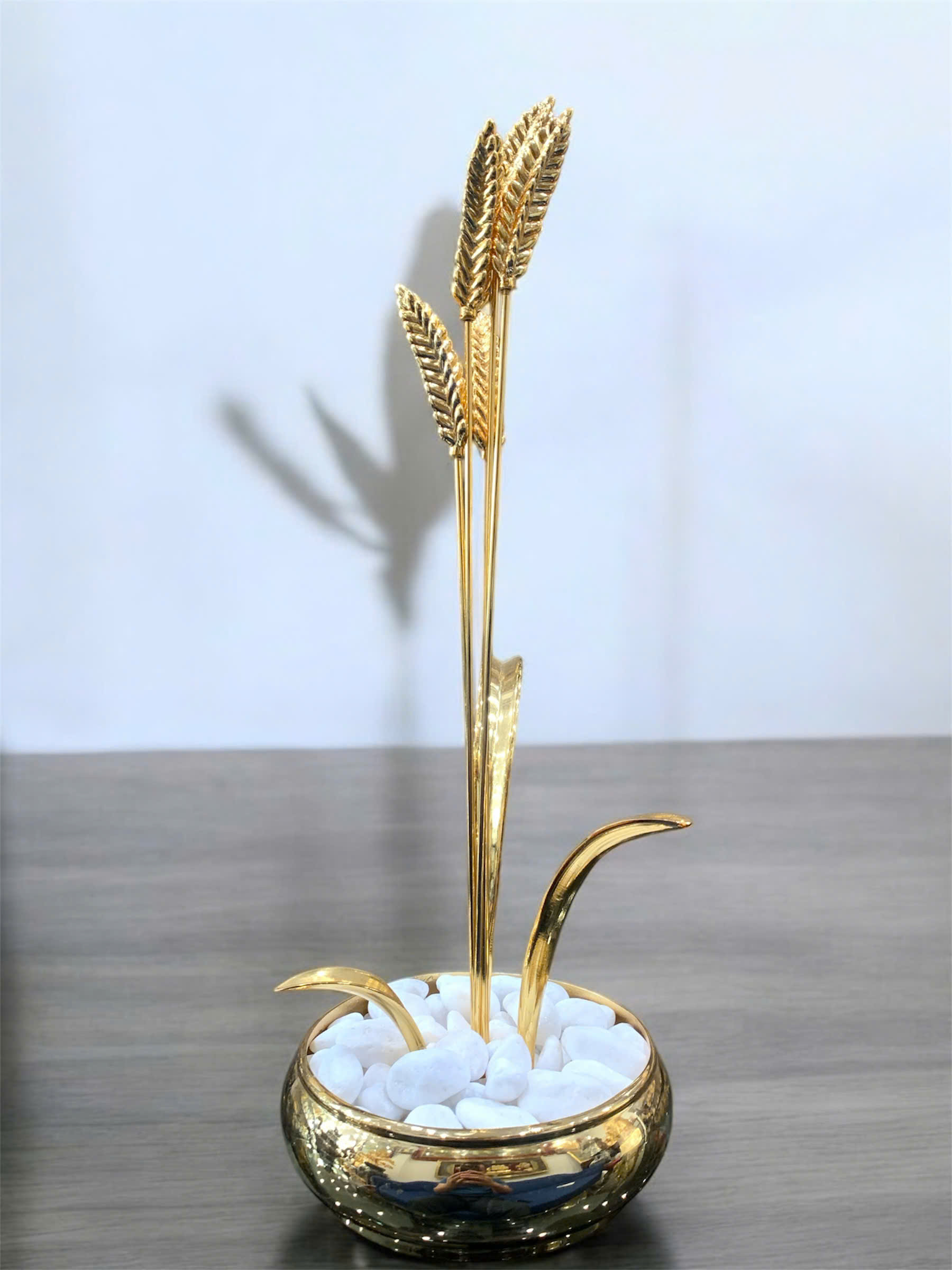 Chậu bông lúa bằng đồng mạ vàng 24k 