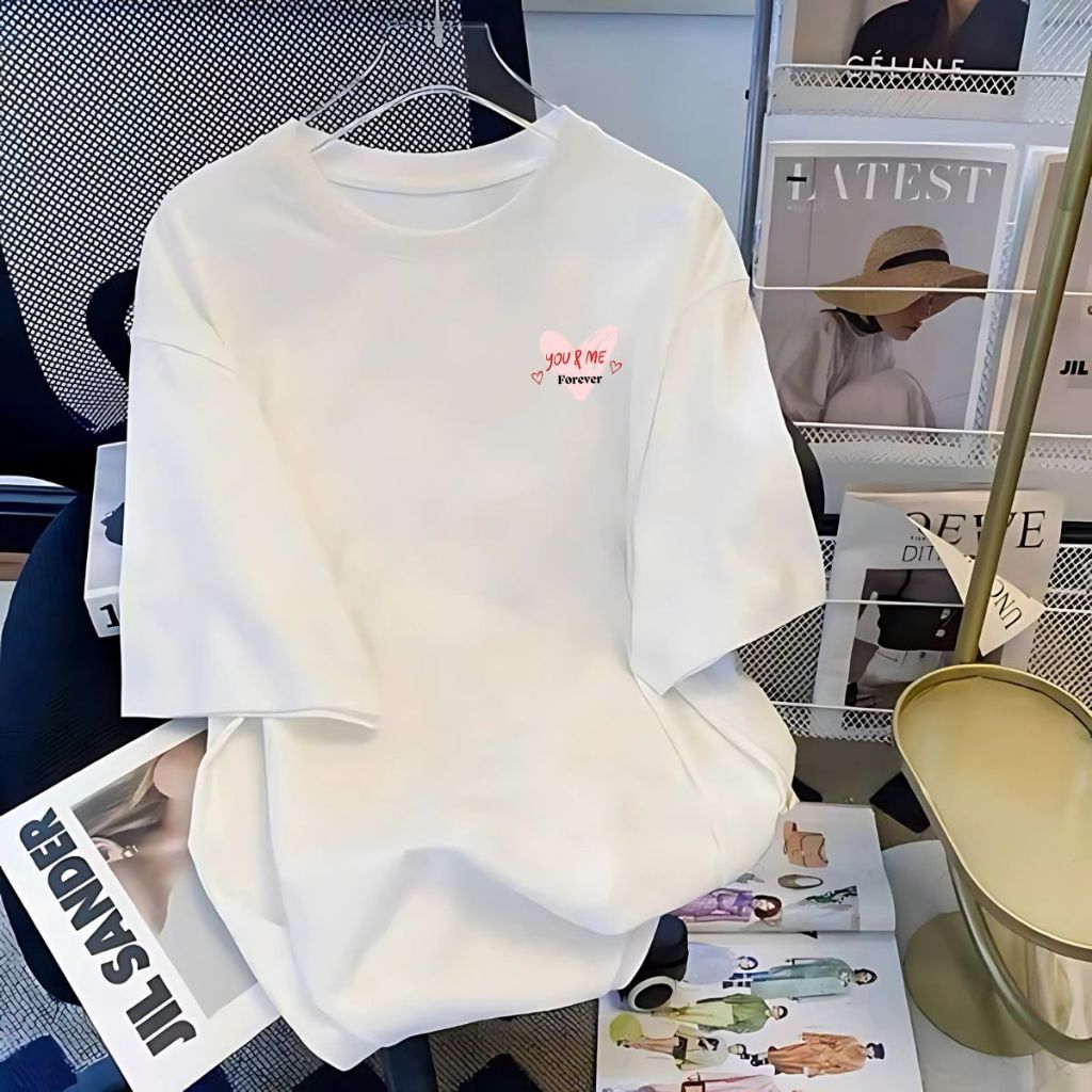 [Form Rộng] Áo thun nữ in hình 'Trái tim You&Me Forever