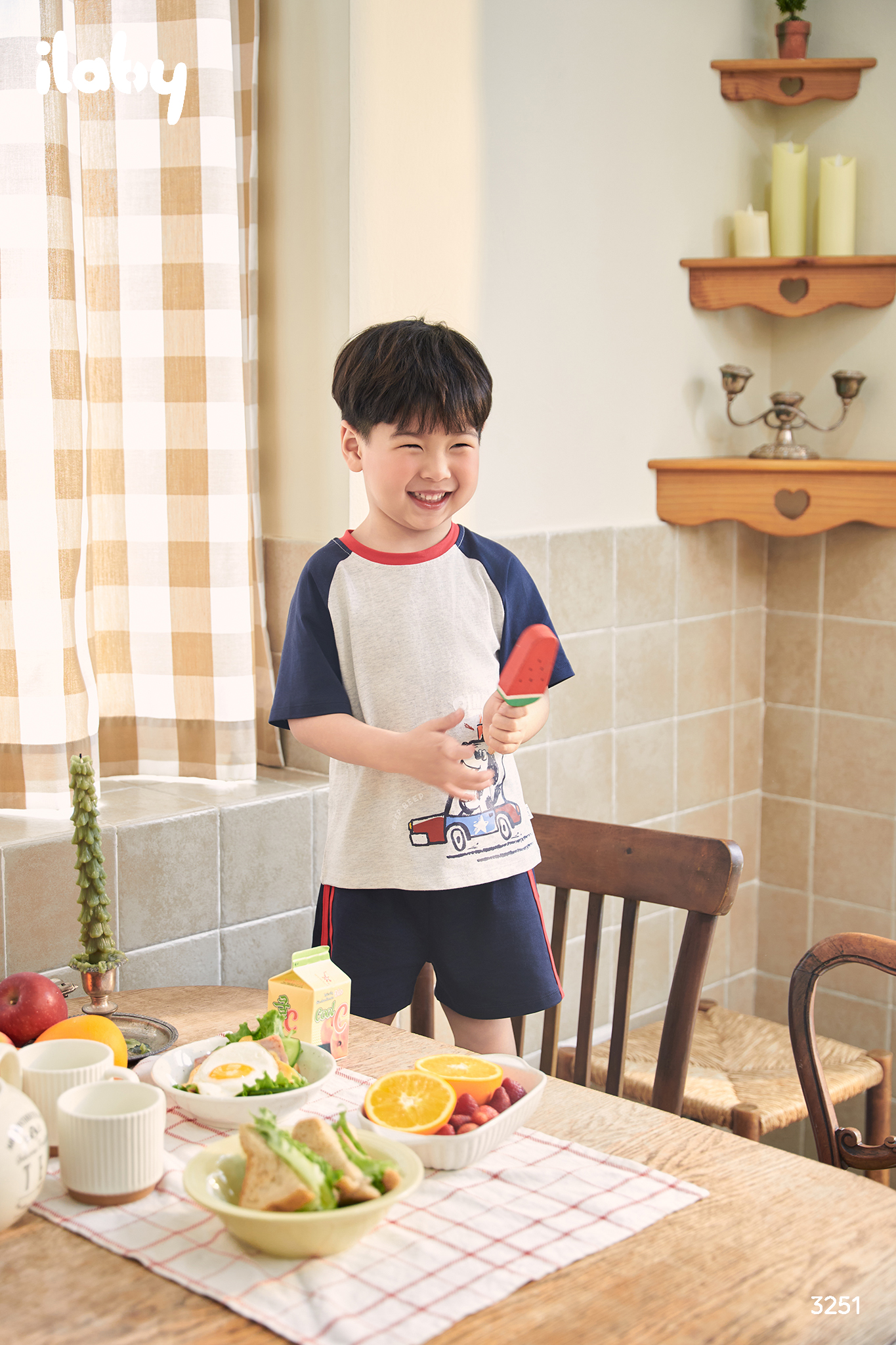 Bộ thun tay raglan xe cảnh sát