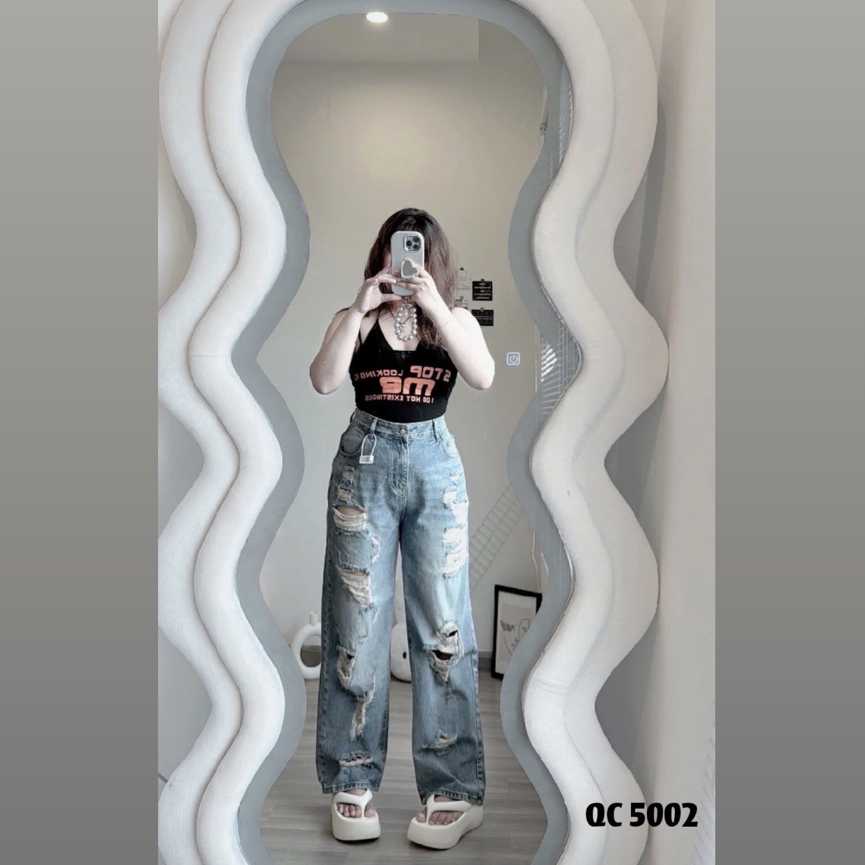 Quần suông rách 2 mặt kiểu bigsize QJ5002 dành cho nàng béo mập từ 55-90kg