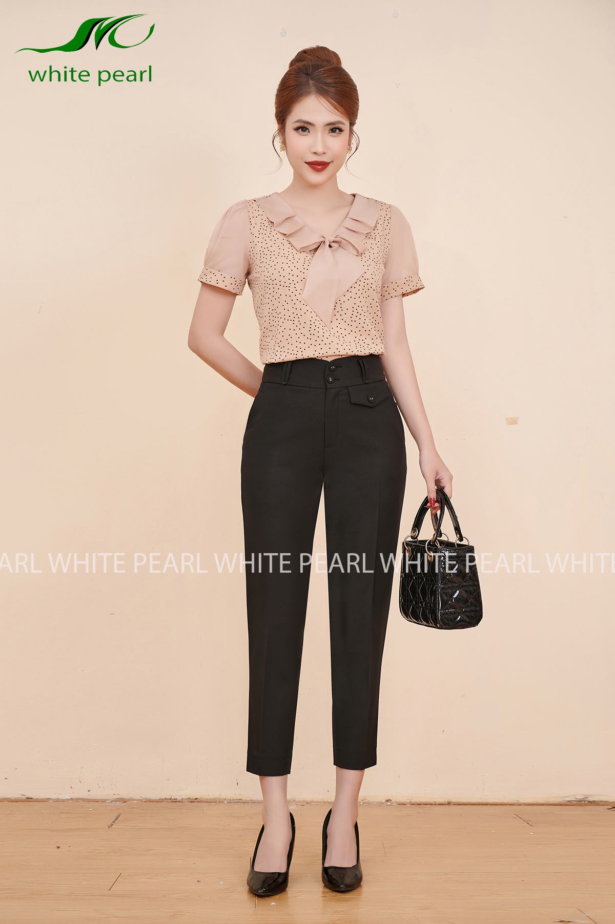 Quần âu nữ dáng baggy nắp túi giả thời trang công sở cao cấp White Pear;_thumbnail_3