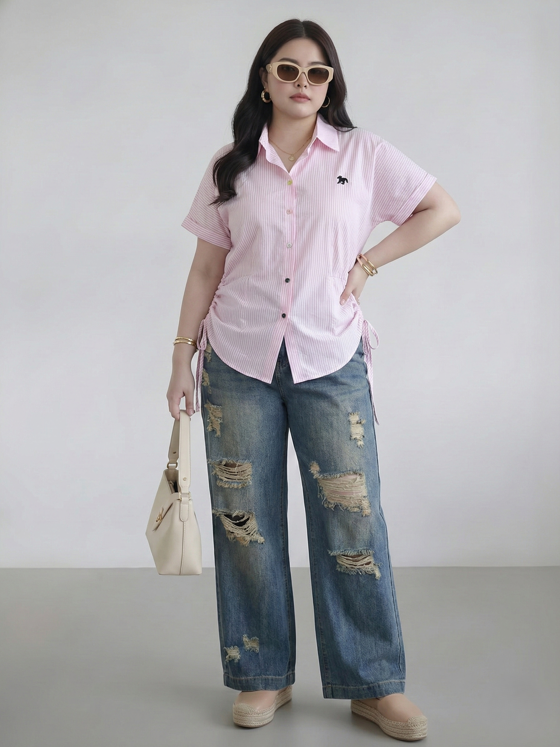 Quần jean suông rách lưng thun bigsize QJ386_thumbnail_0