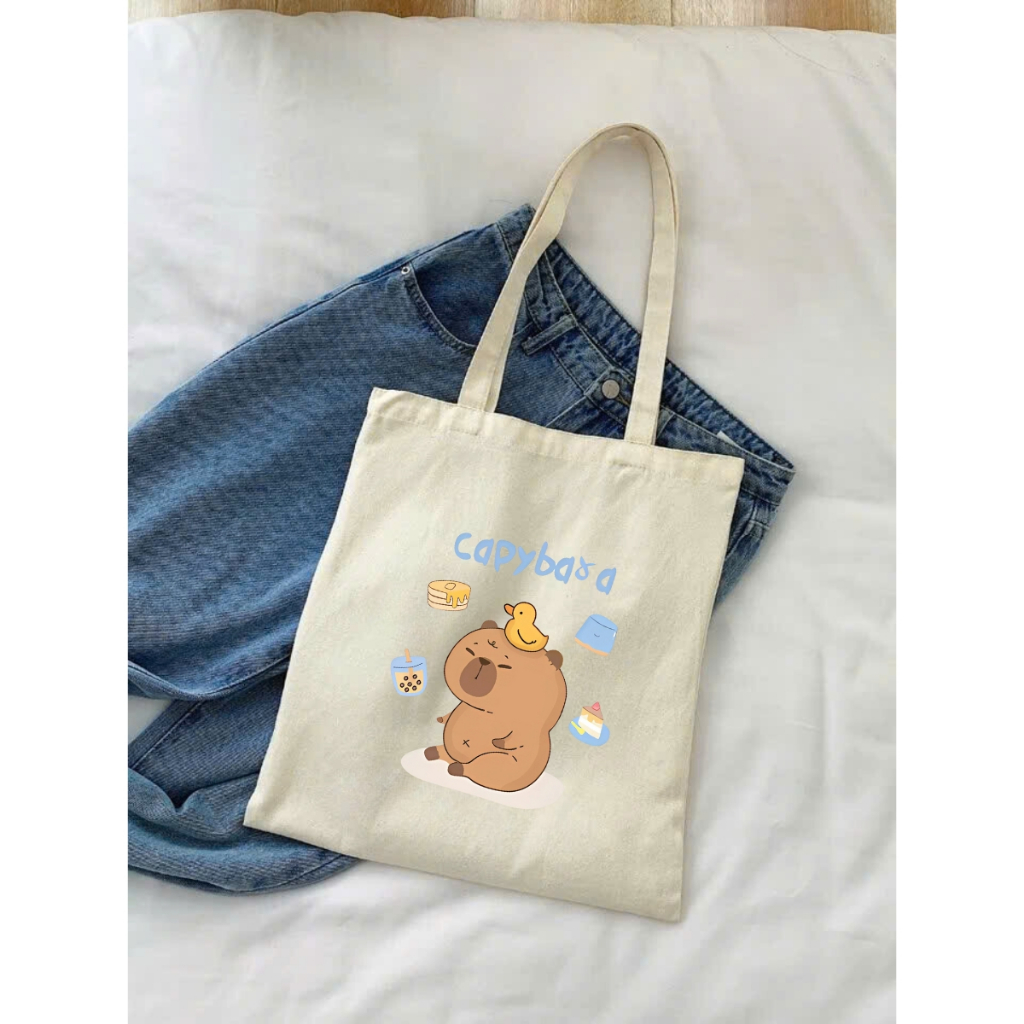 Túi Tote Capybara-Túi vải canvas có túi phụ và khoá kéo đựng vừa A4 và laptop (33x37cm) - TOTE02_thumbnail_15