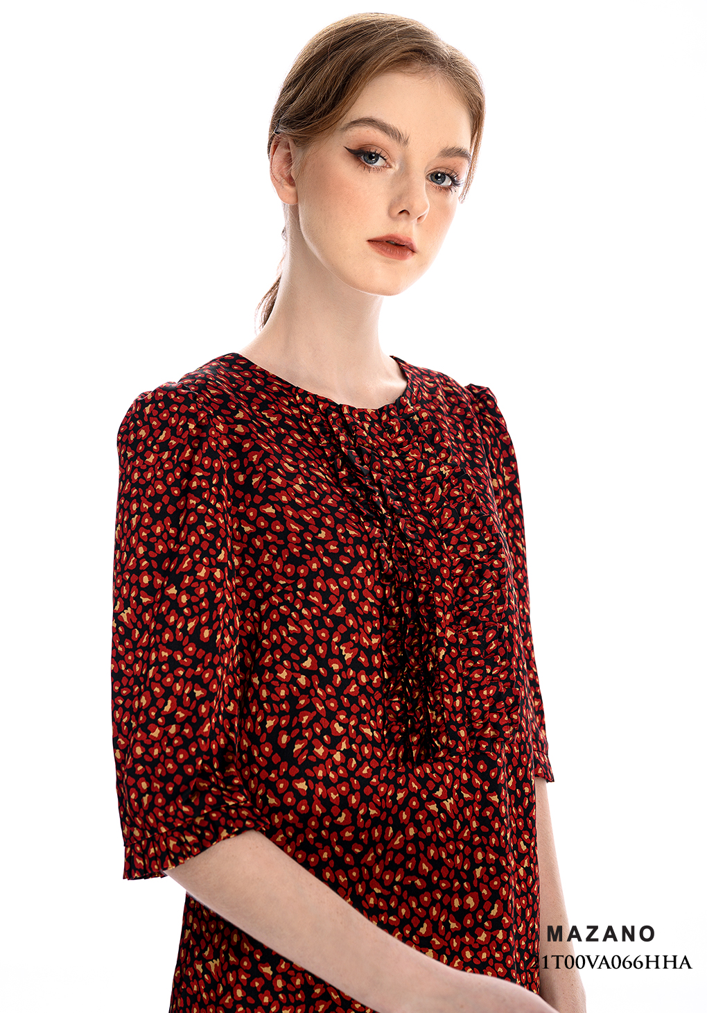 Đầm suông đỏ họa tiết bèo trang trí_thumbnail_4