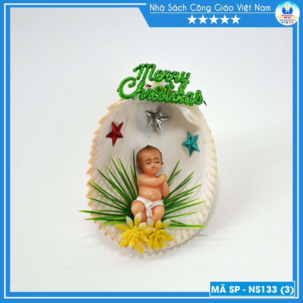 Tượng Chúa Hài Đồng Giáng Sinh mini - Vỏ ốc nhỏ NS133 Quà tặng Công Giáo, trang trí Noel_thumbnail_3