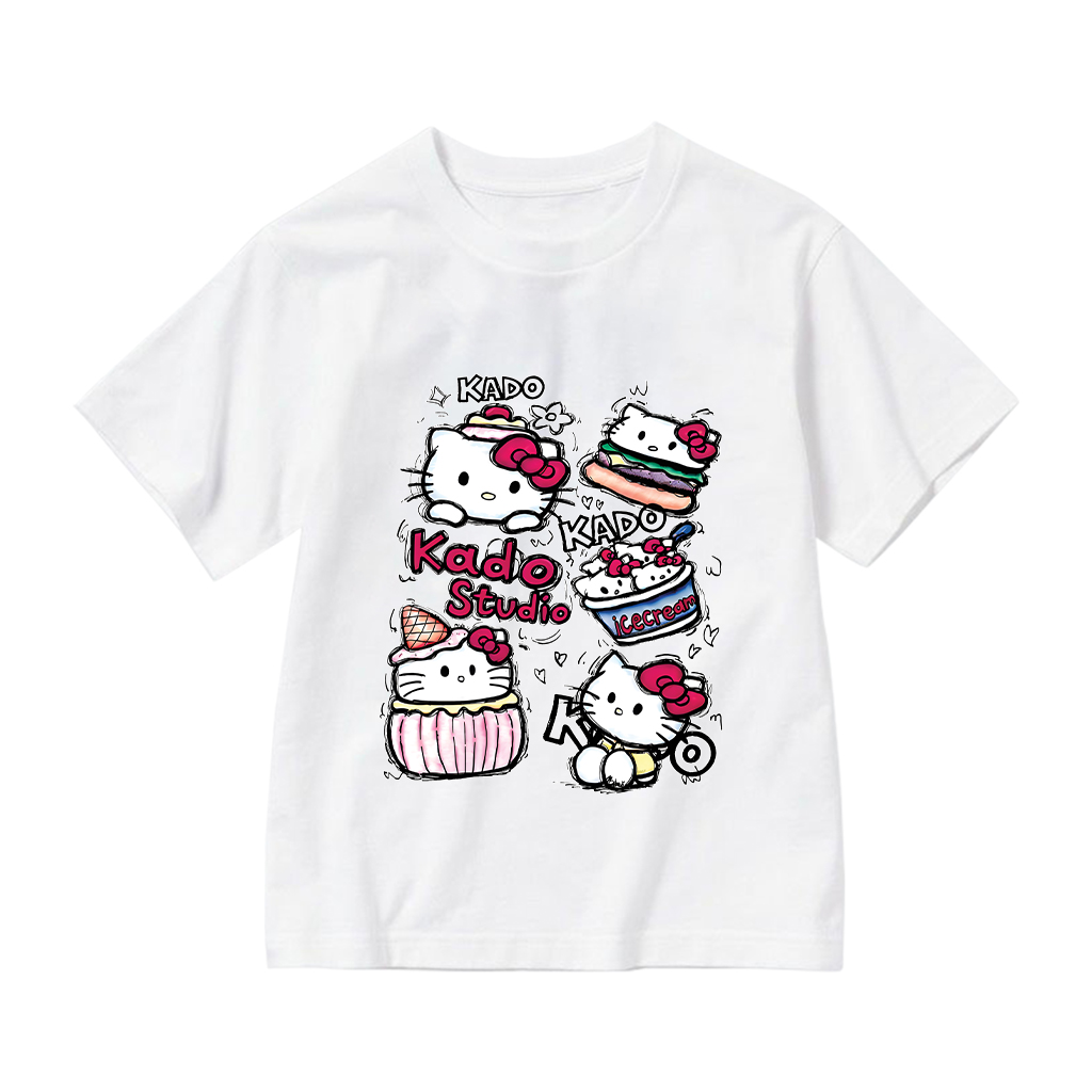 Áo thun cho bé gái Kado vải cotton thoáng mát dày dặn Hello Kitty cổ tròn in mix 2867_thumbnail_0