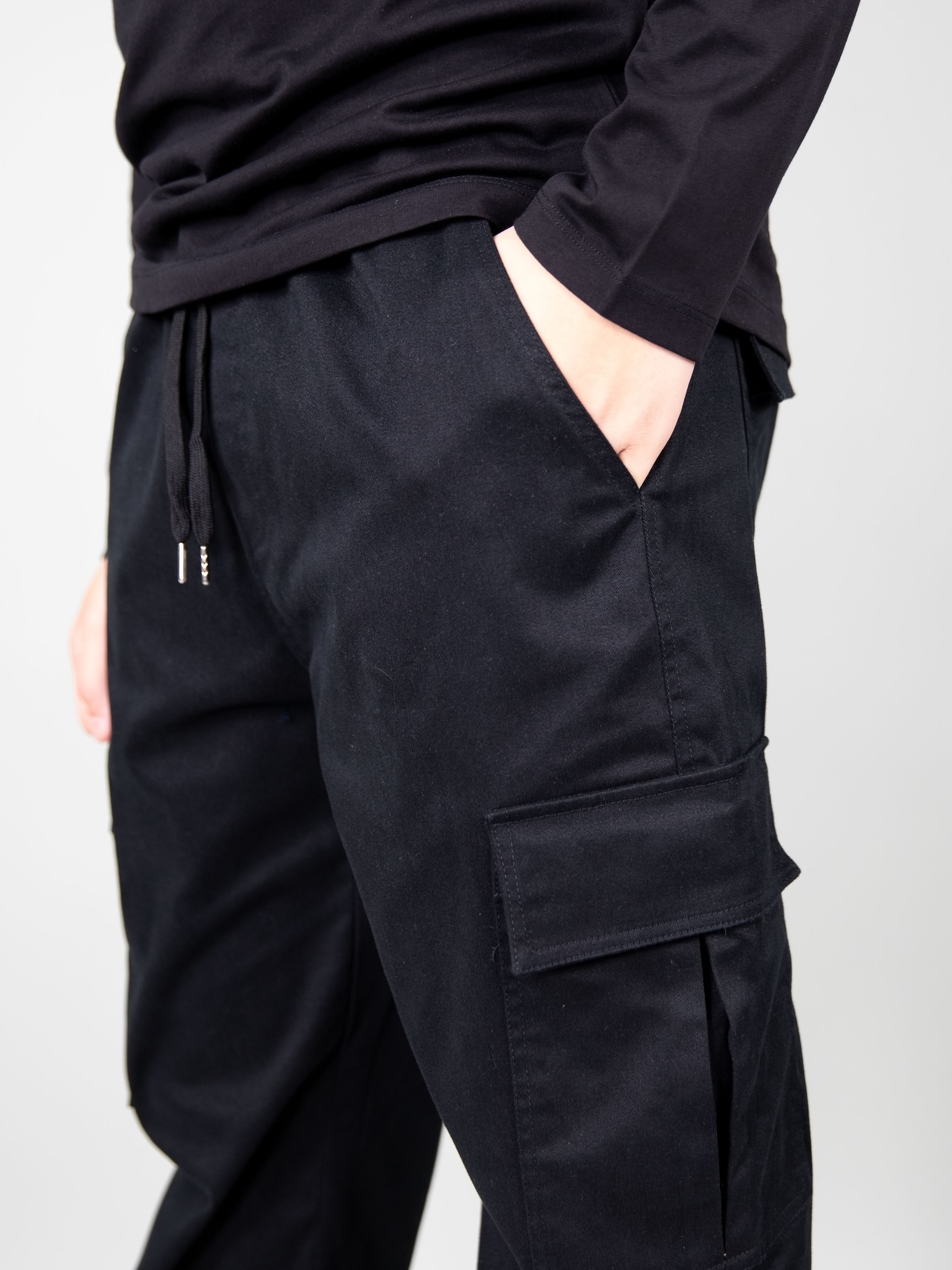 Quần kaki túi hộp màu đen cạp chun, bo gấu_thumbnail_3