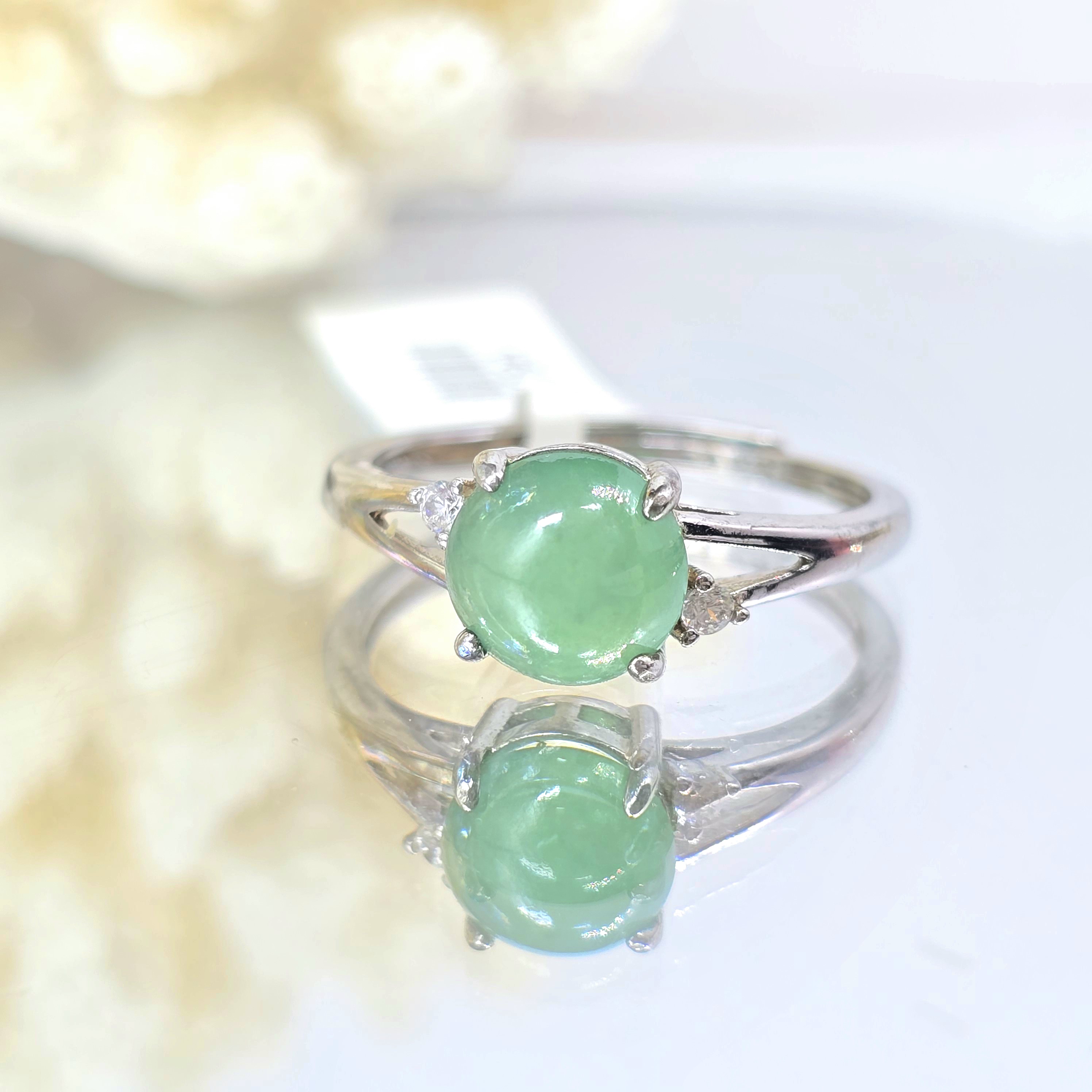 Nhẫn Đá Cẩm Thạch Phỉ Thúy Type A Myanmar Khung Bạc S925 Freesize_thumbnail_5