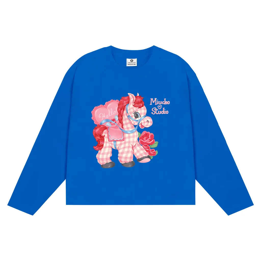 Áo thun nữ form boxy Miucho basic cotton thoáng mát thoải mái ngựa hồng in mix 2817_thumbnail_13