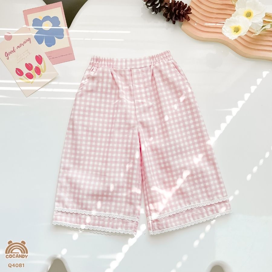 Quần dài HỒNG suông caro gấu ren_thumbnail_2