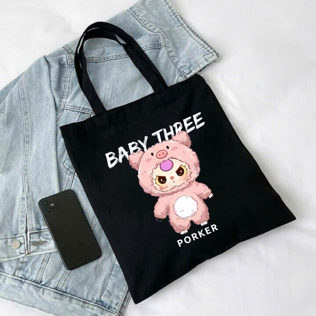 Túi tote Baby Three V3 - Túi Baby Three canvas 33x37cm có túi phụ đựng vừa A4, laptop - LOZA TOTE16_thumbnail_13