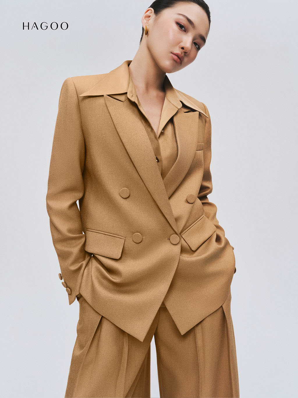 Blazer suông hai hàng khuy HAGOO