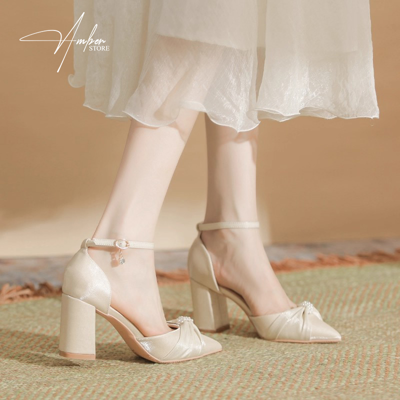 Giày Cao Gót Nữ Gót Vuông Bít Mũi Satin Phối Ngọc – CG20_thumbnail_7