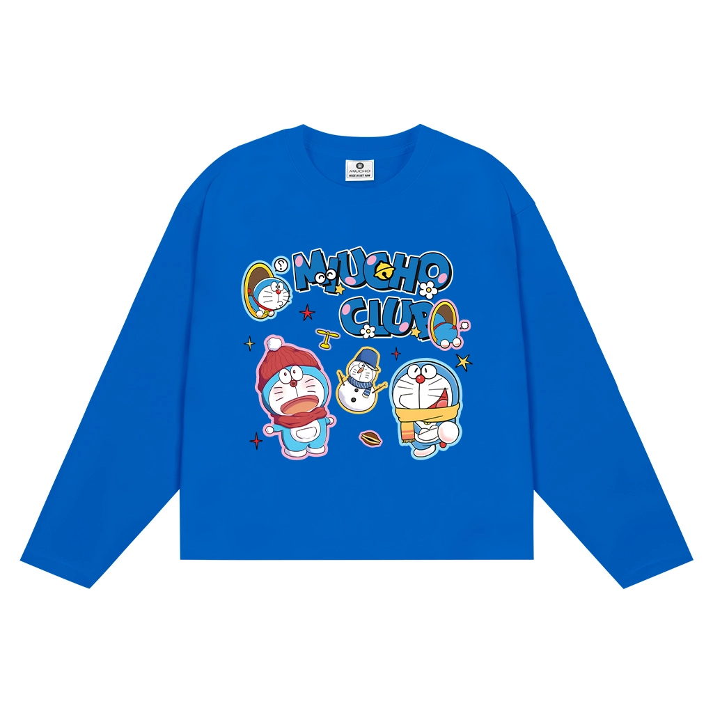 Áo thun boxy local brand Miucho vải cotton thoáng mát tay dài cổ tròn Doremon in mix 2771_thumbnail_13