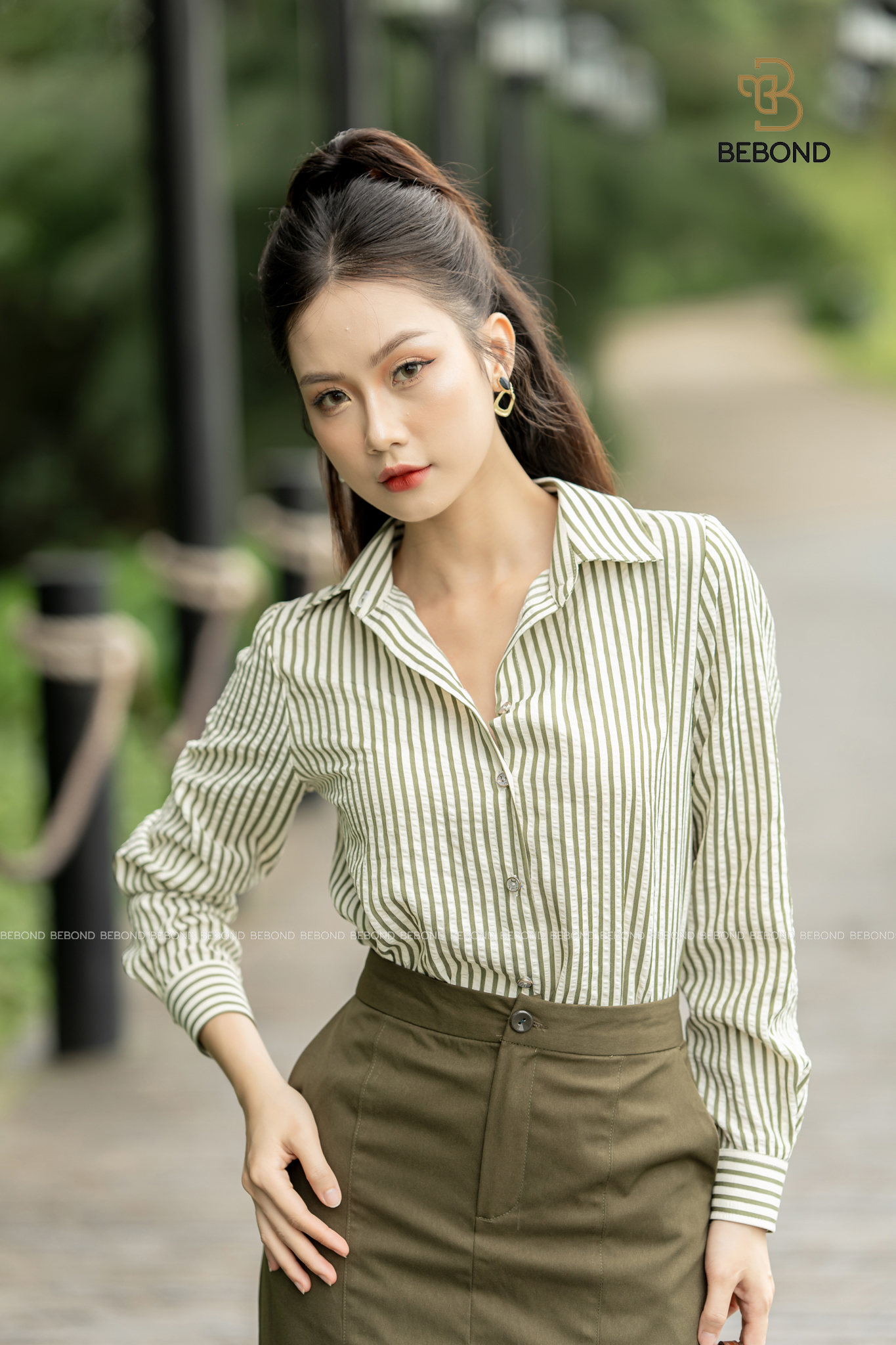 Set Áo sơ mi LOREL - Chân đầm xẻ xanh ALANA_thumbnail_2