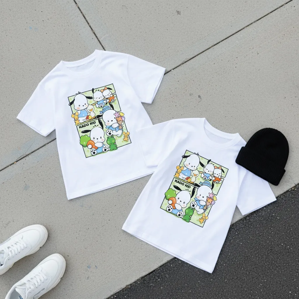 Áo thun bé gái hoạt hình Kado vải cotton thoáng mát tay ngắn cổ tròn in artwork 2976_thumbnail_6