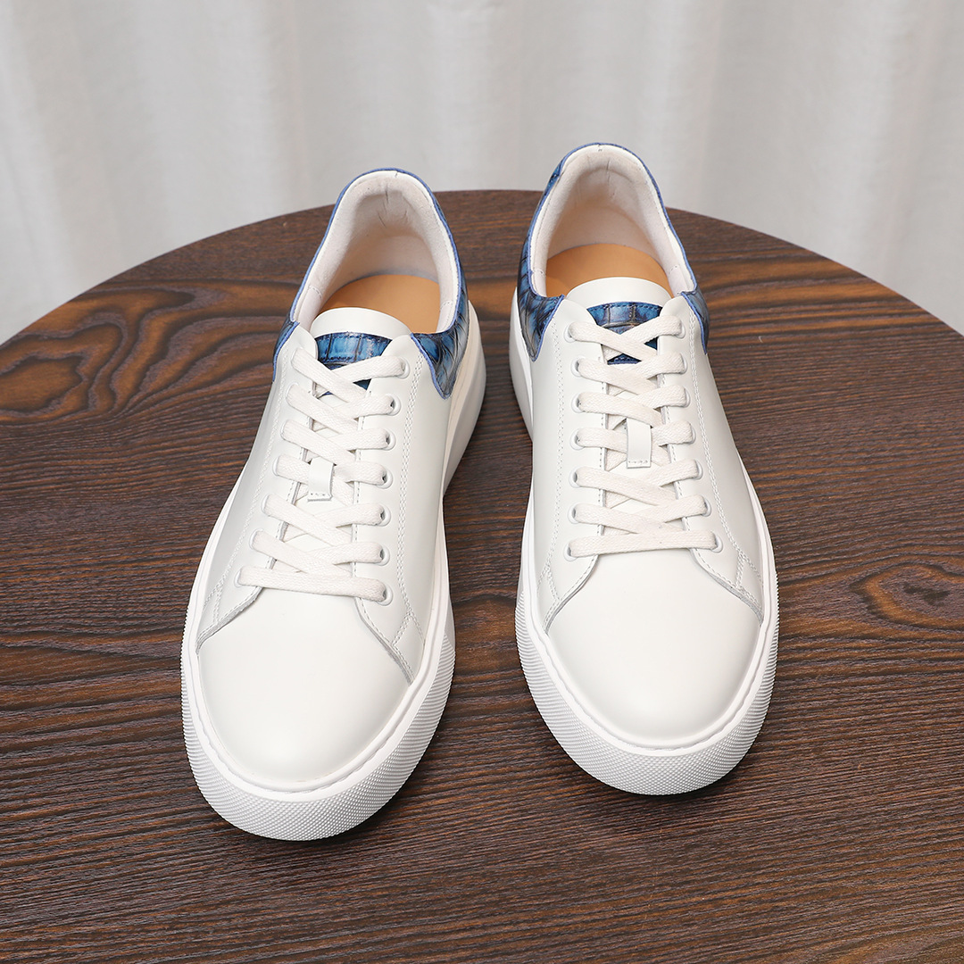 Giày thể thao nam da bò lớp một cao cấp – thiết kế buộc dây trẻ trung – giày trắng phong cách casual thoáng khí – form chuẩn thoải mái – phù hợp đi làm, đi chơi, vận động nhẹ