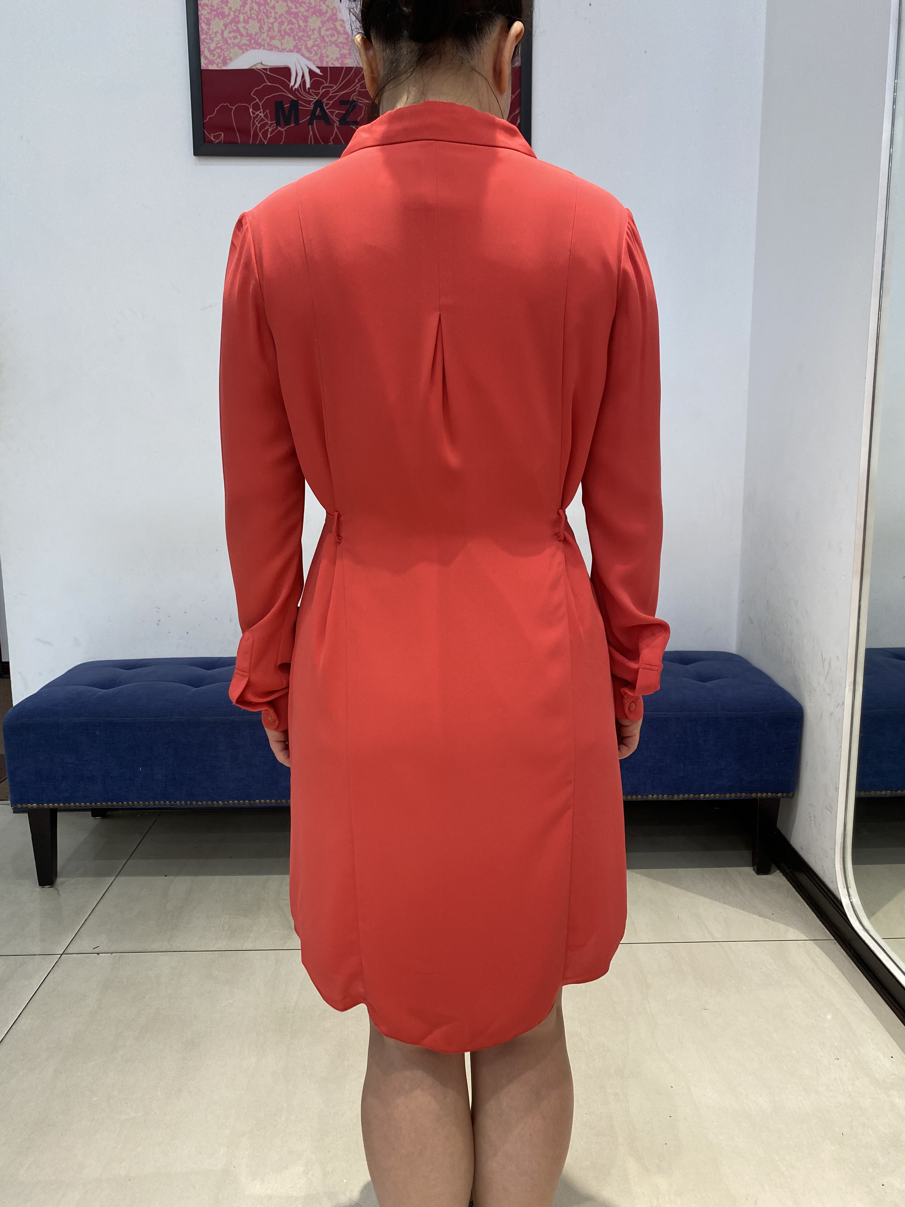 Đầm hồng cổ Đức thắt đai dài tay_thumbnail_3