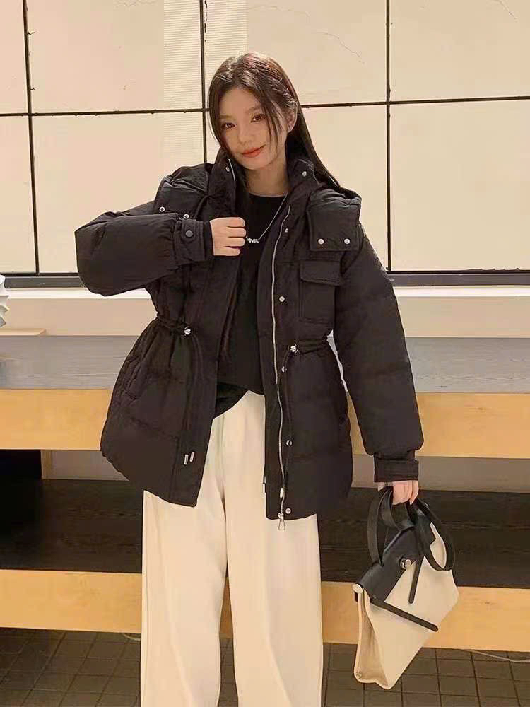 Áo phao rút eo Đen - V59