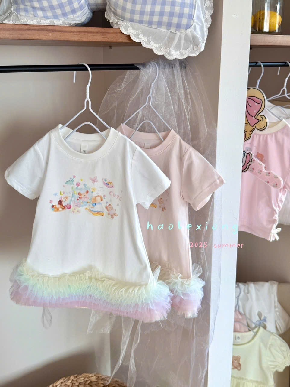 (A42) Áo thun liền voan nhiều màu siêu yêu thời trang bé gái QCCC