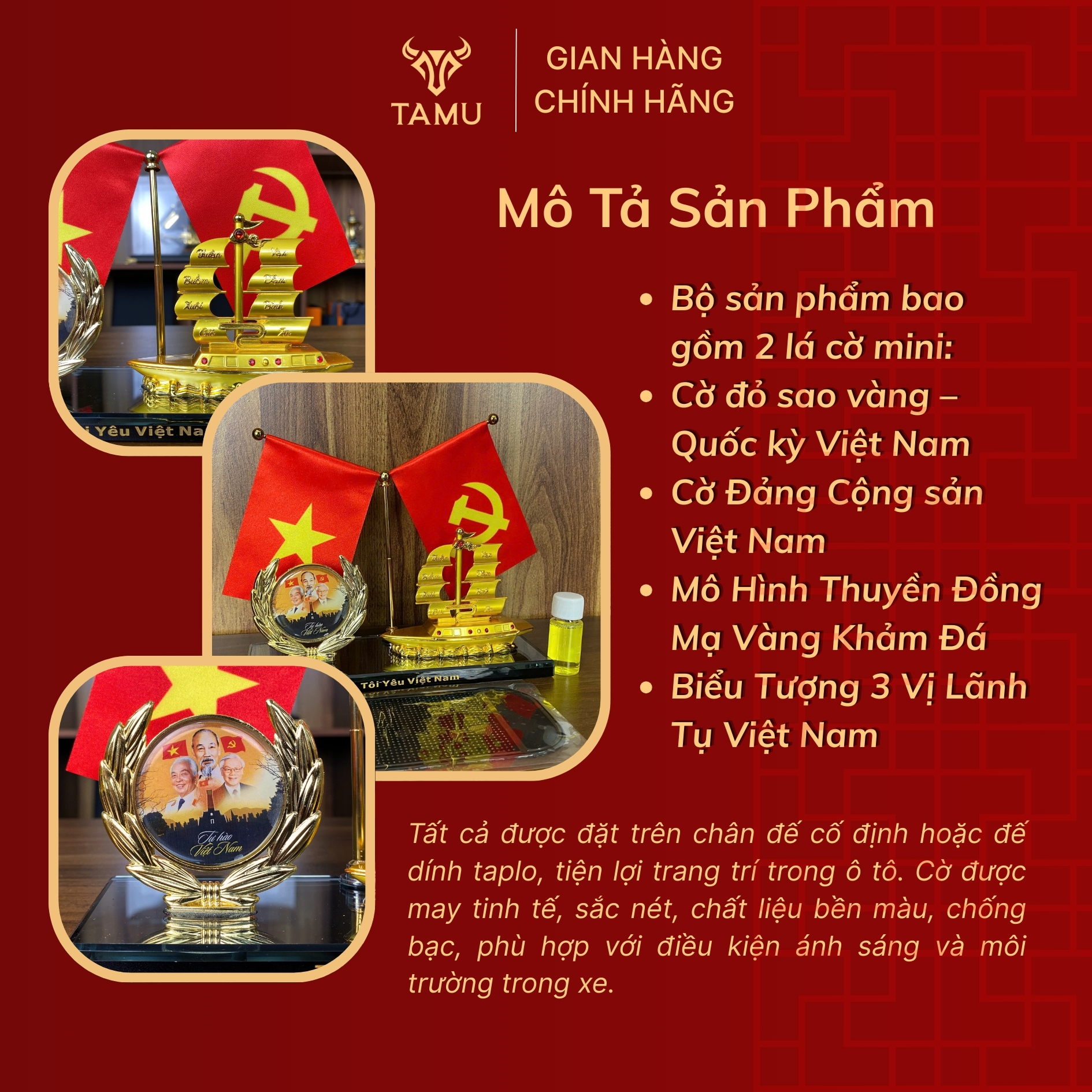 Mô Hình Thuyền Vàng Cờ Tổ Quốc Cờ Đảng_thumbnail_2
