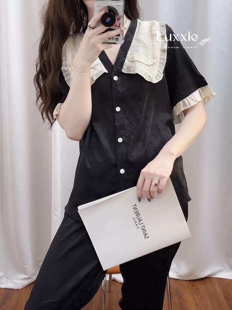N47B Pyjama đen cộc tay cổ tiểu thư_thumbnail_6