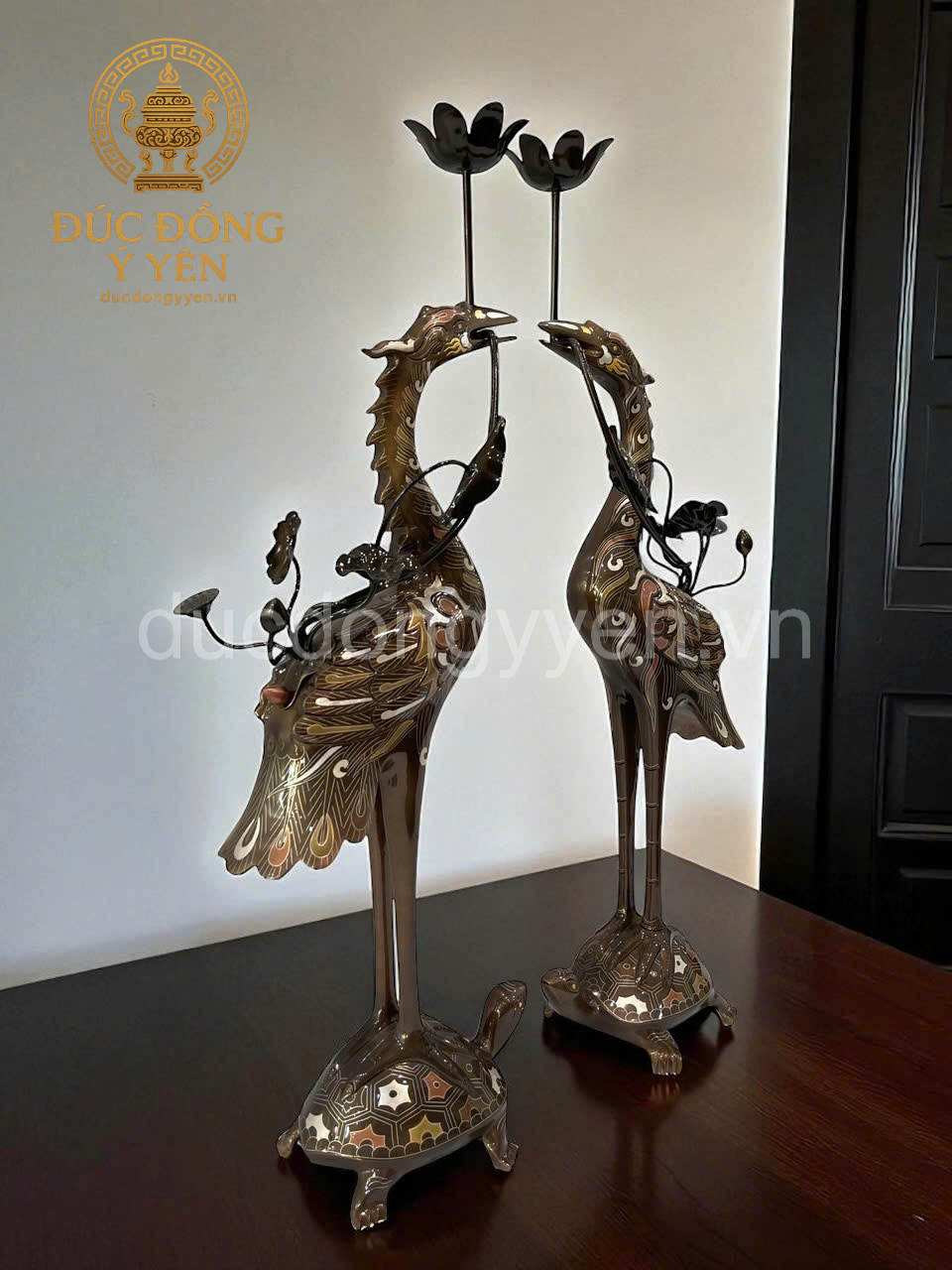 Hạc thờ khảm ngũ sắc cao cấp 