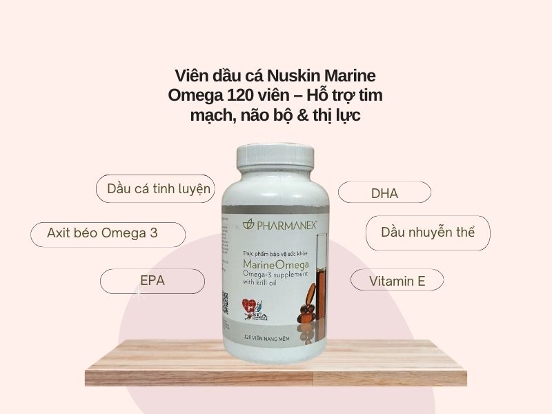 Thành phần Viên dầu cá Nuskin Marine Omega 120 viên – Hỗ trợ tim mạch, não bộ & thị lực