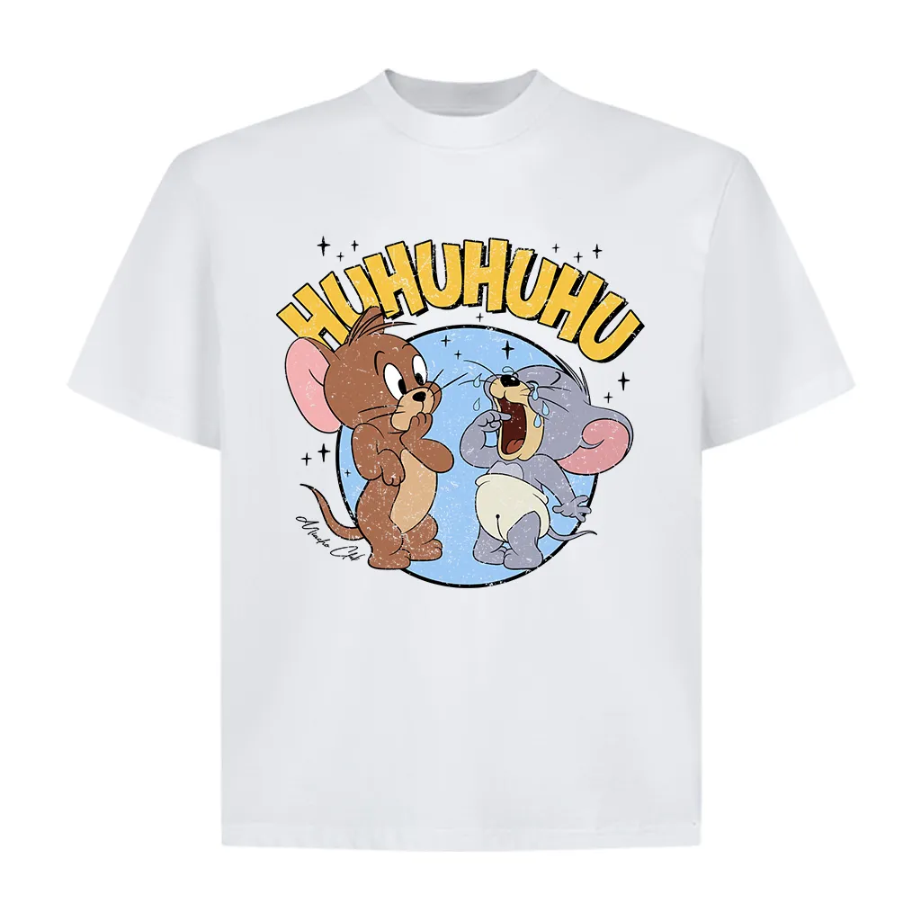 Áo thun form boxy HUHU AXD2470 Miucho chất vải cotton 2c thoáng mát cổ tròn in mix