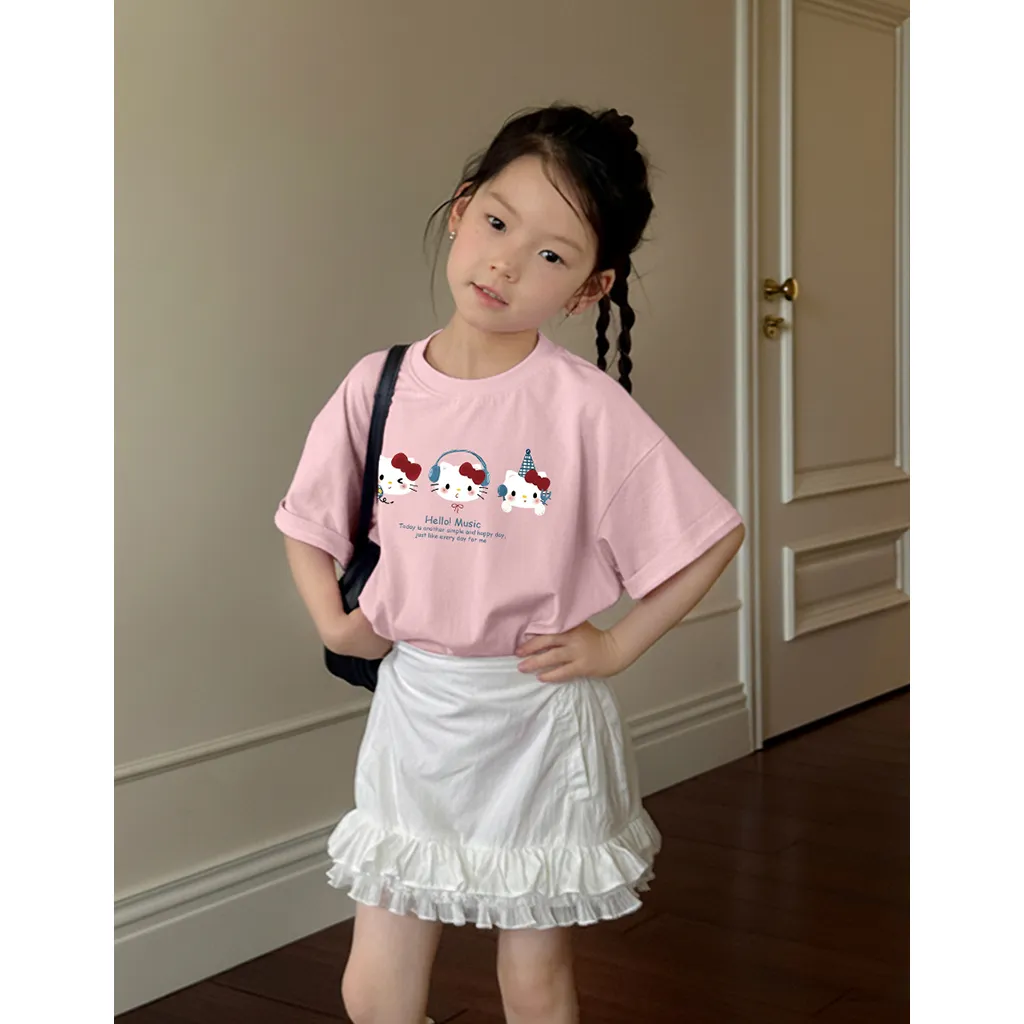 Áo thun form rộng cho bé gái Kado vải cotton co giãn 4 chiều thoáng mát Kitty dễ thương in mix 2887_thumbnail_5