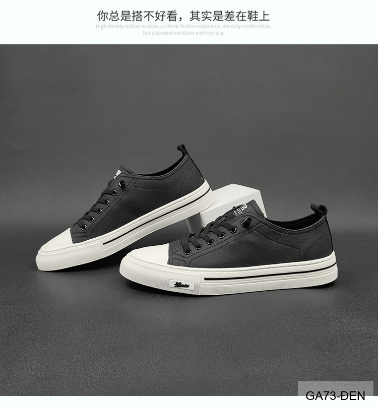 GA73 - Giày Sneaker Nam Da Bò Phong Cách Hàn, Đế Cao Su Thoáng Khí, Màu Trắng Đen_thumbnail_20