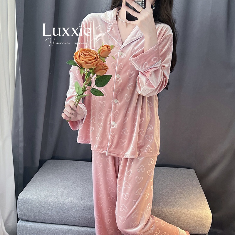 NHUNG09 Pijama vải nhung họa tiết trái tim_thumbnail_3