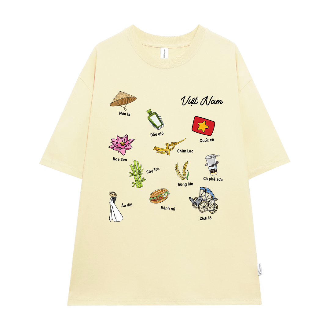 Áo thun nữ form rộng Việt Nam tôi yêu 2131 Miucho cổ tròn vải cotton 4c 220gsm thoáng mát in mix_thumbnail_7