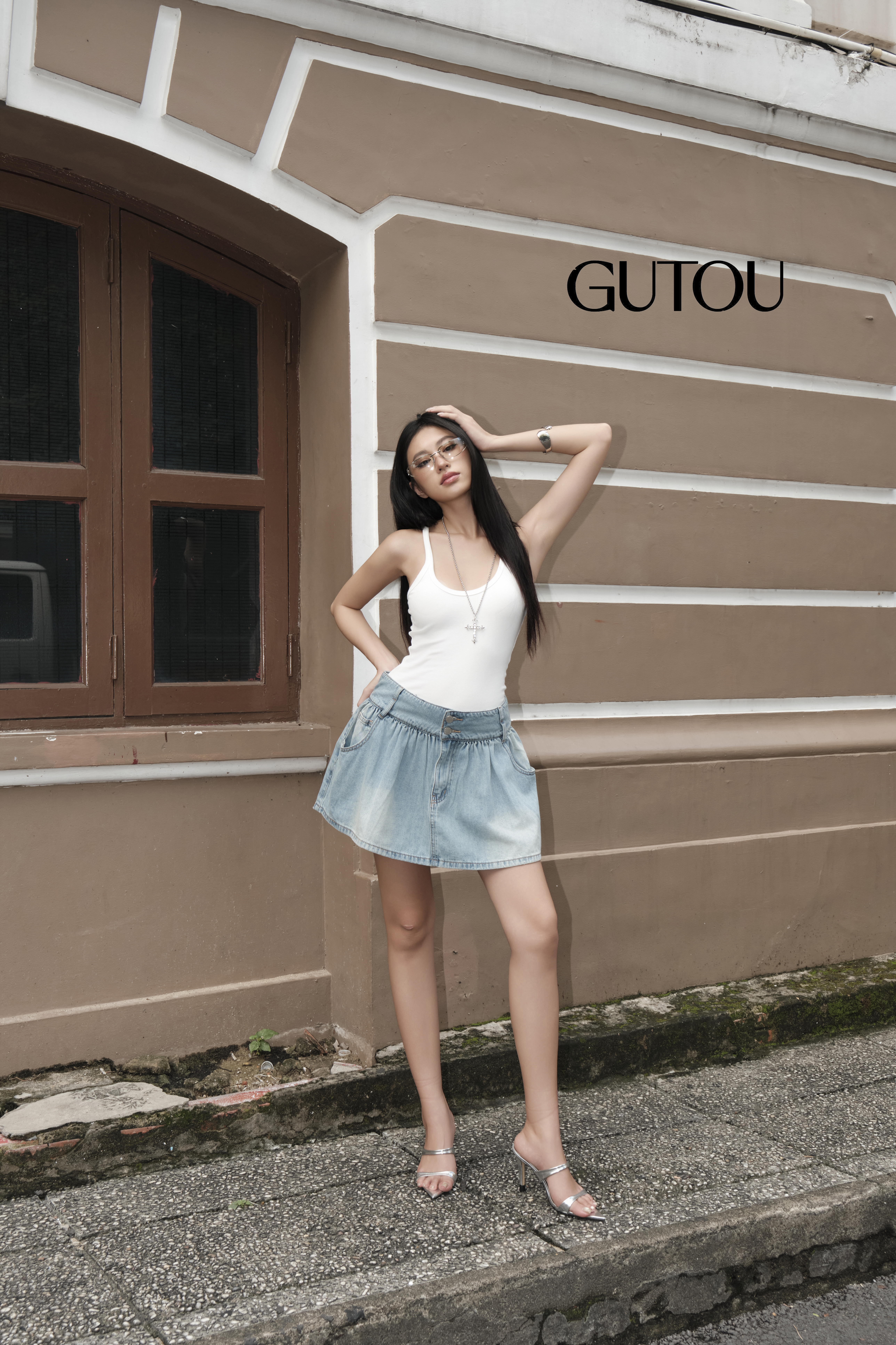 [ GUTOU ] Chân Váy Jean Basic Chữ A Xòe_thumbnail_6